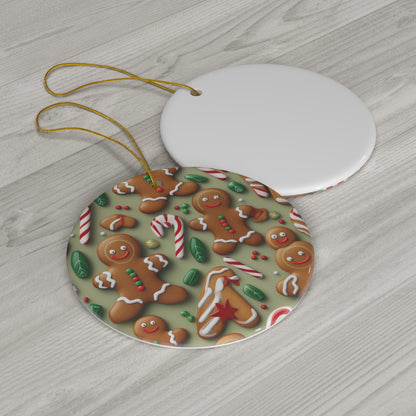 Gingerbread Man Christmas Cookie - Tree - Candy Cane - Ceramic Ornament, 4 Shapes