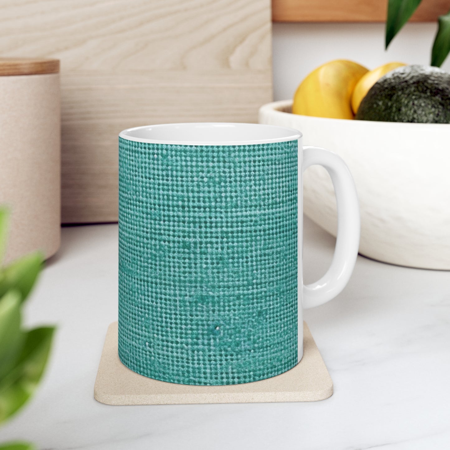 Quality Mint Turquoise Denim  Fabric Deisgn, Stylish Material - Ceramic Mug 11oz