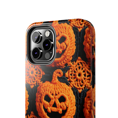 Halloween Crochet Pumpkin Scary Horror Festive Holiday Pattern - Tough Phone Cases