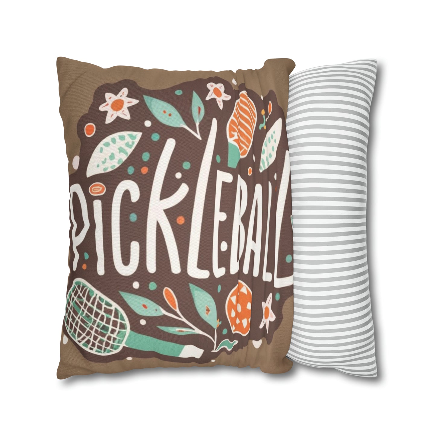 Pickleball Boho Graphic - Regalo deportivo - Funda de almohada cuadrada de poliéster hilado 