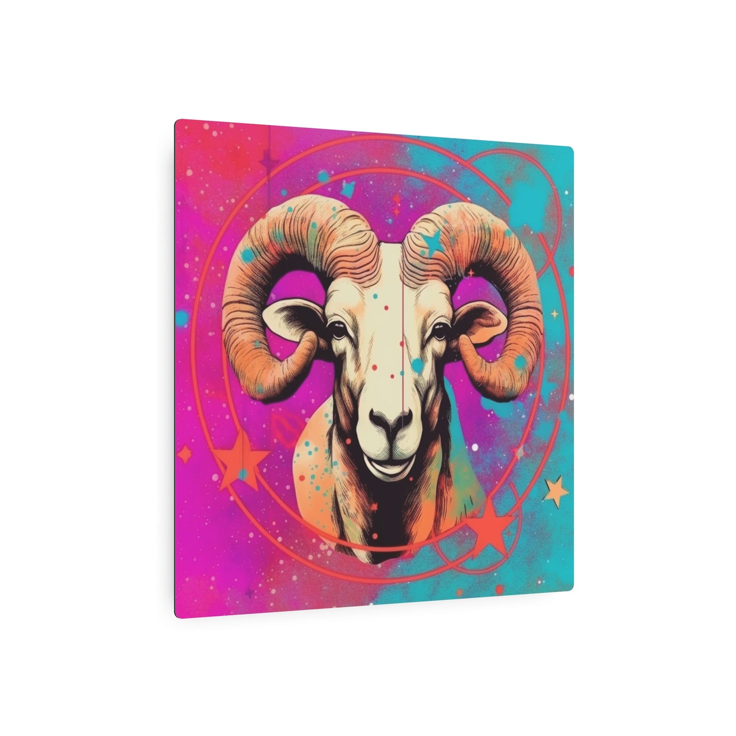 Constelación de Aries del arte pop - Símbolo vibrante del carnero del zodíaco - Signo de arte metálico 