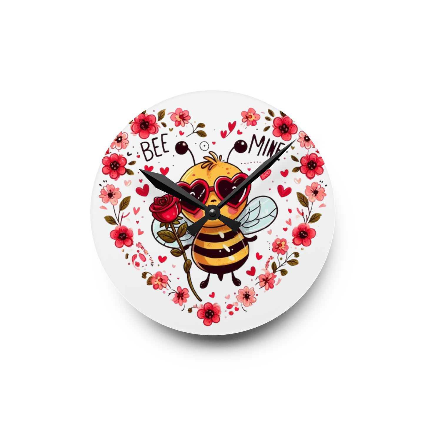 Bee Mine Valentine Heart - Acrylic Wall Clock