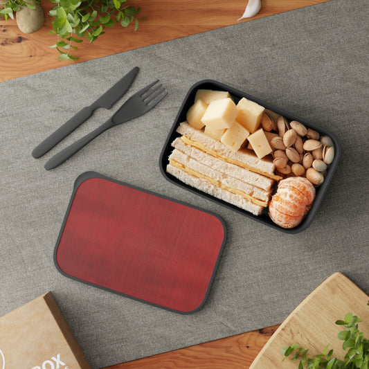 Juicy Red Berry Blast: Denim Fabric Inspired Design - PLA Bento Box with Band and Utensils