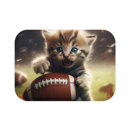 Football Kitten Touchdown: Tabby's Winning Play Sport Game - Bath Mat