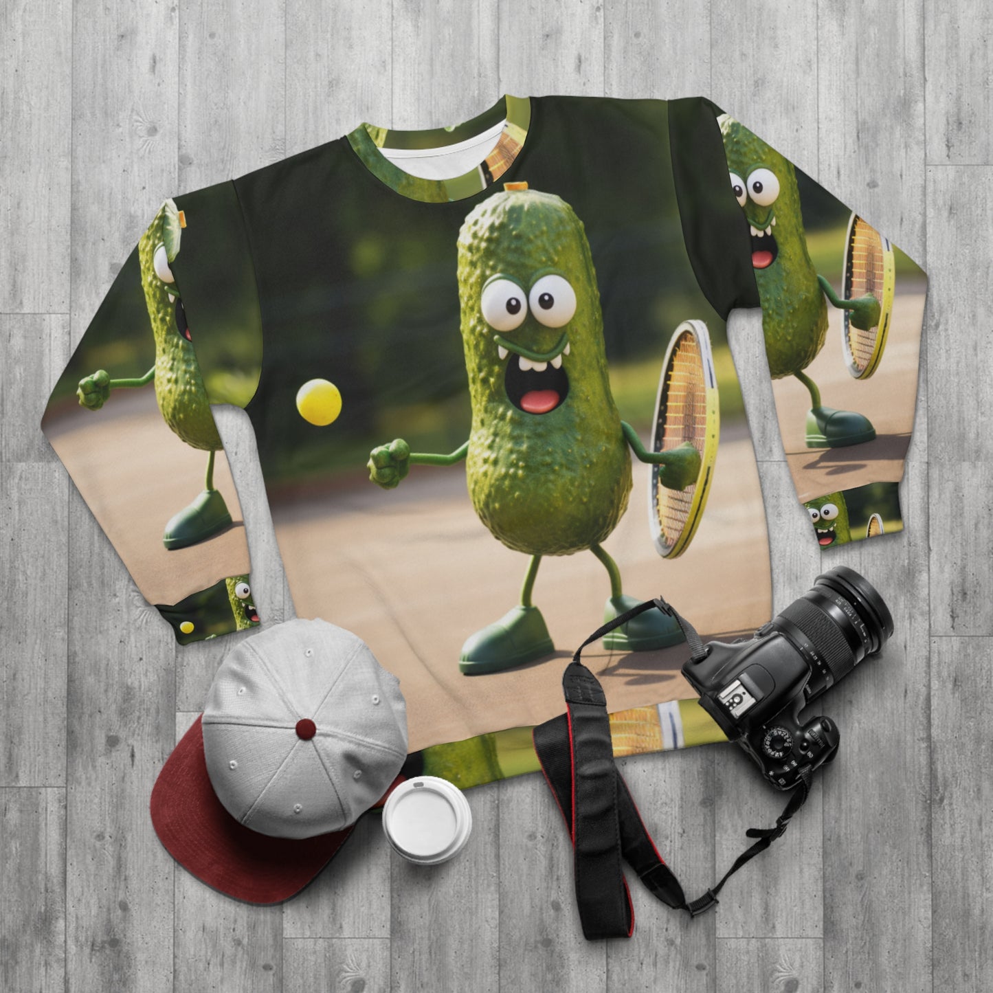 Pickle Playing Pickleball: Serve, Paddle, Game - Court Sport - Unisex Sweatshirt (AOP)