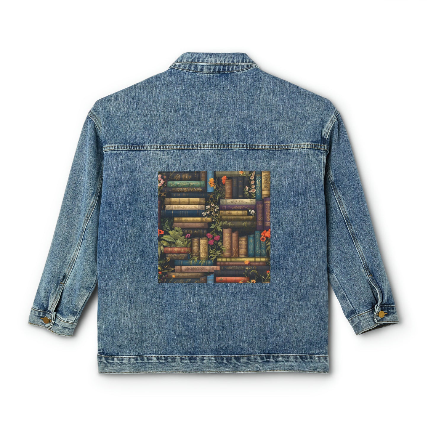 Book Lover, Bookshelf Graphic Gift, Women's Denim Jacket