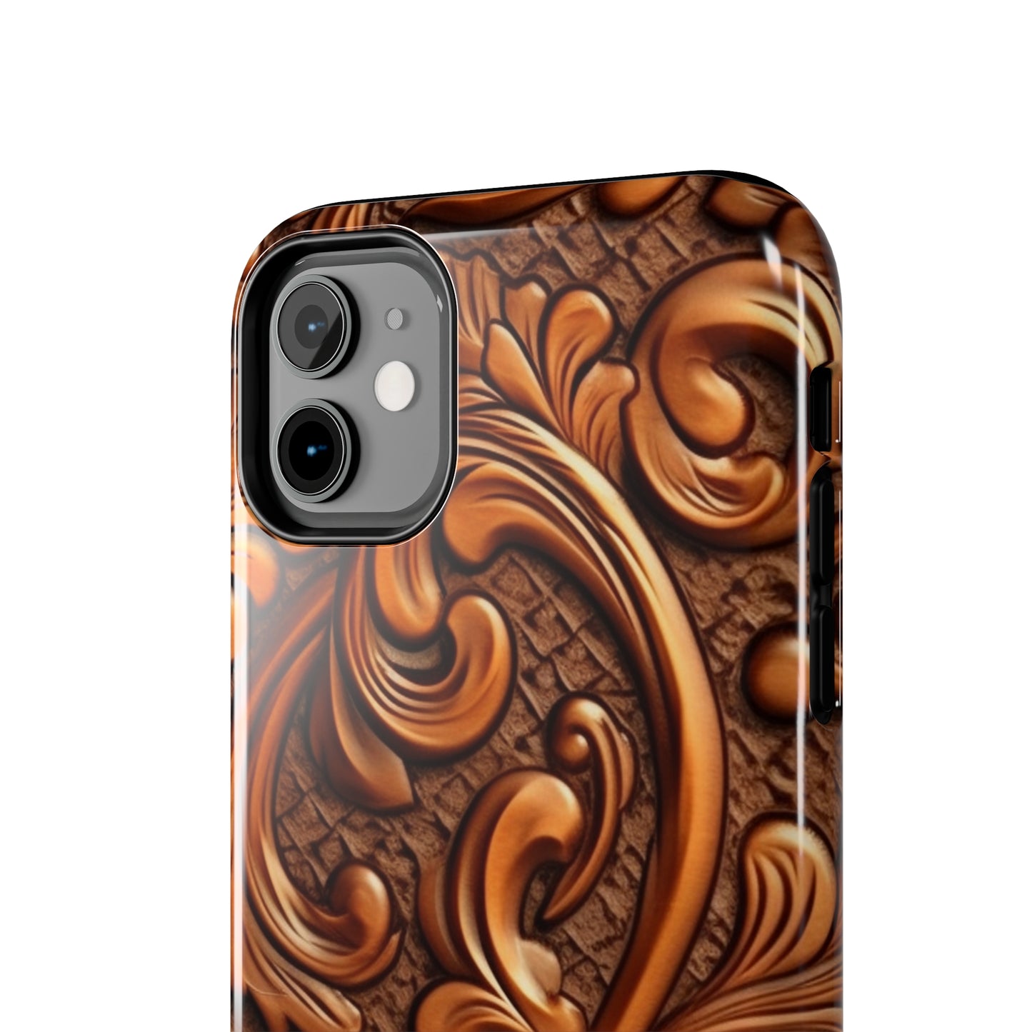 Leather Flower Cognac Classic Brown Timeless American Cowboy Design - Tough Phone Cases