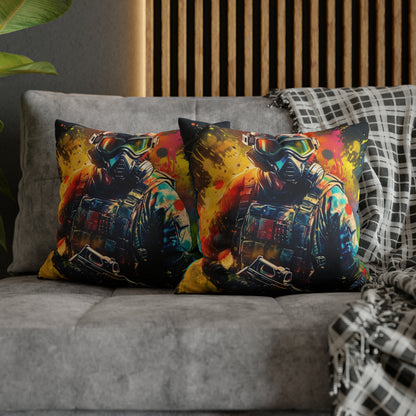 Paintball Game Sport: Professional Action Shot Target Player - Spun Polyester Square Pillow Case