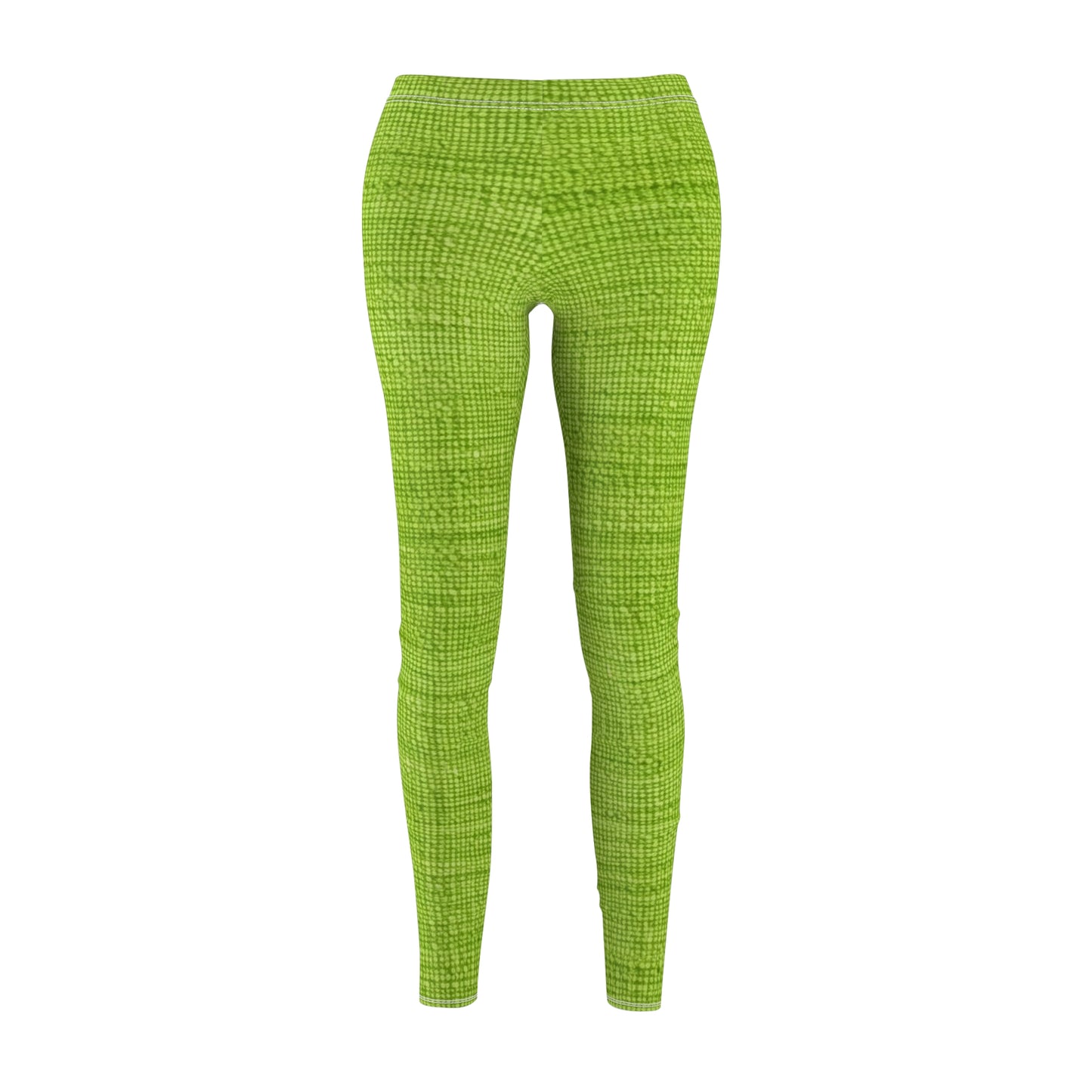 Lush Grass Neon Green: estilo de tela primaveral inspirado en la mezclilla - Leggings casuales cortados y cosidos para mujer (AOP)