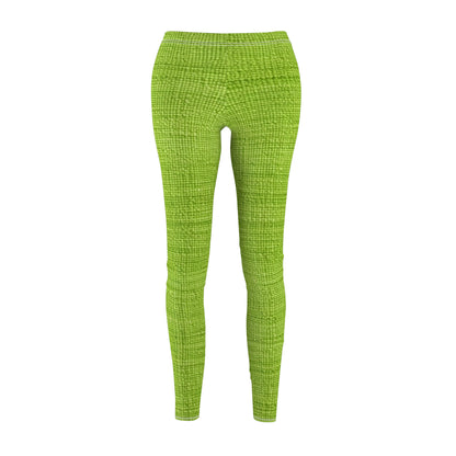 Lush Grass Neon Green: Denim-Inspired, Springtime Fabric Style - Women's Cut & Sew Casual Leggings (AOP)