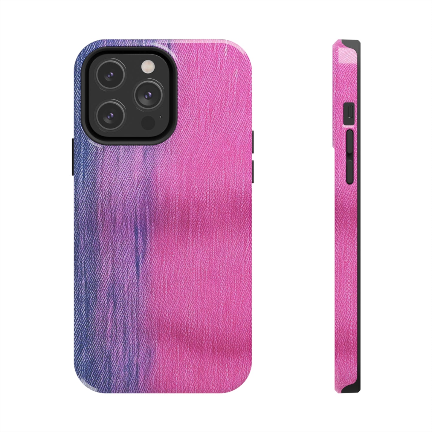 Dual Delight: Half-and-Half Pink & Blue Denim Daydream - Tough Phone Cases