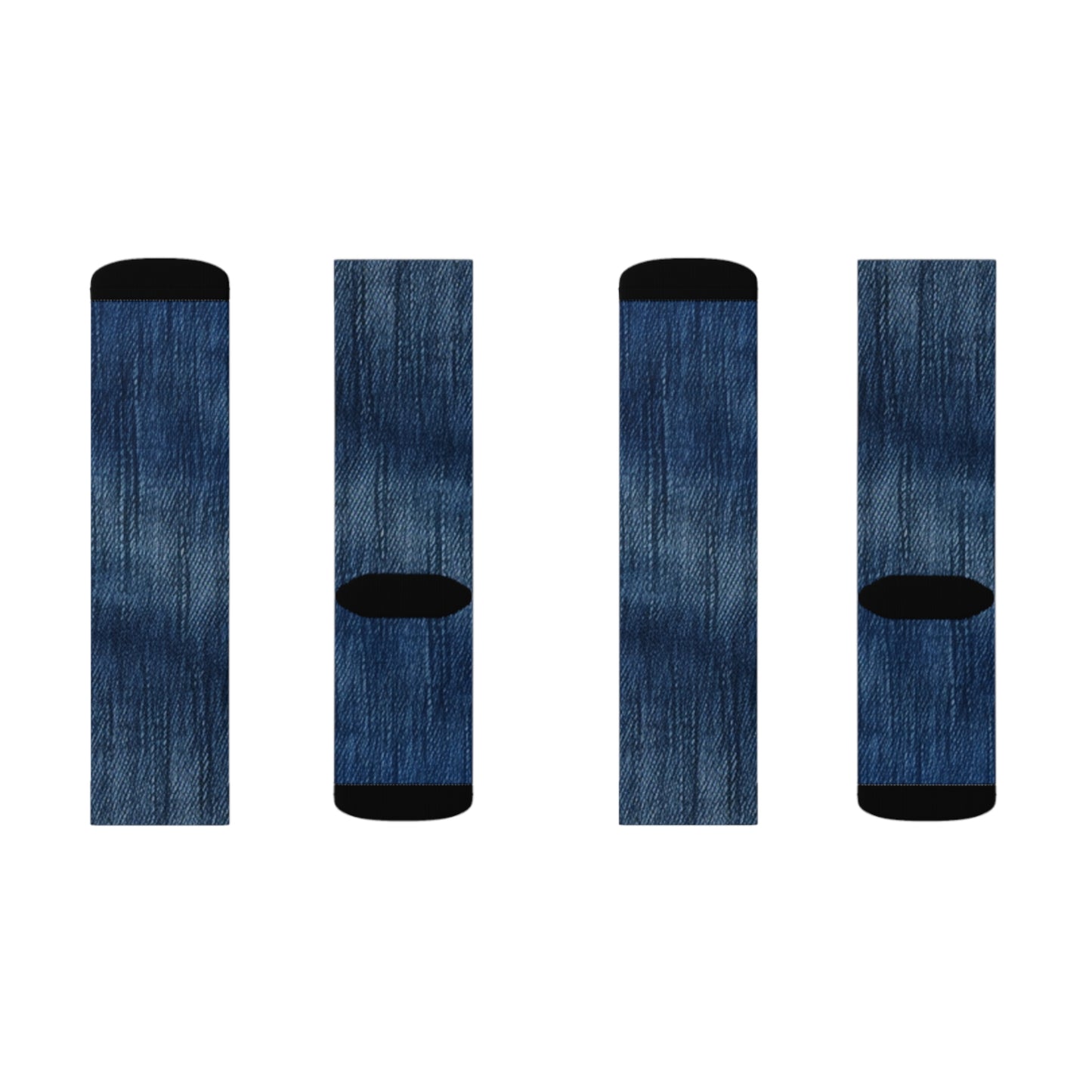 Indigo Splash: Washed Denim Reverie in Deep Blue - Sublimation Socks