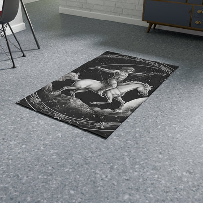 Sagittarius Zodiac Black & White Archer Design - Dobby Rug