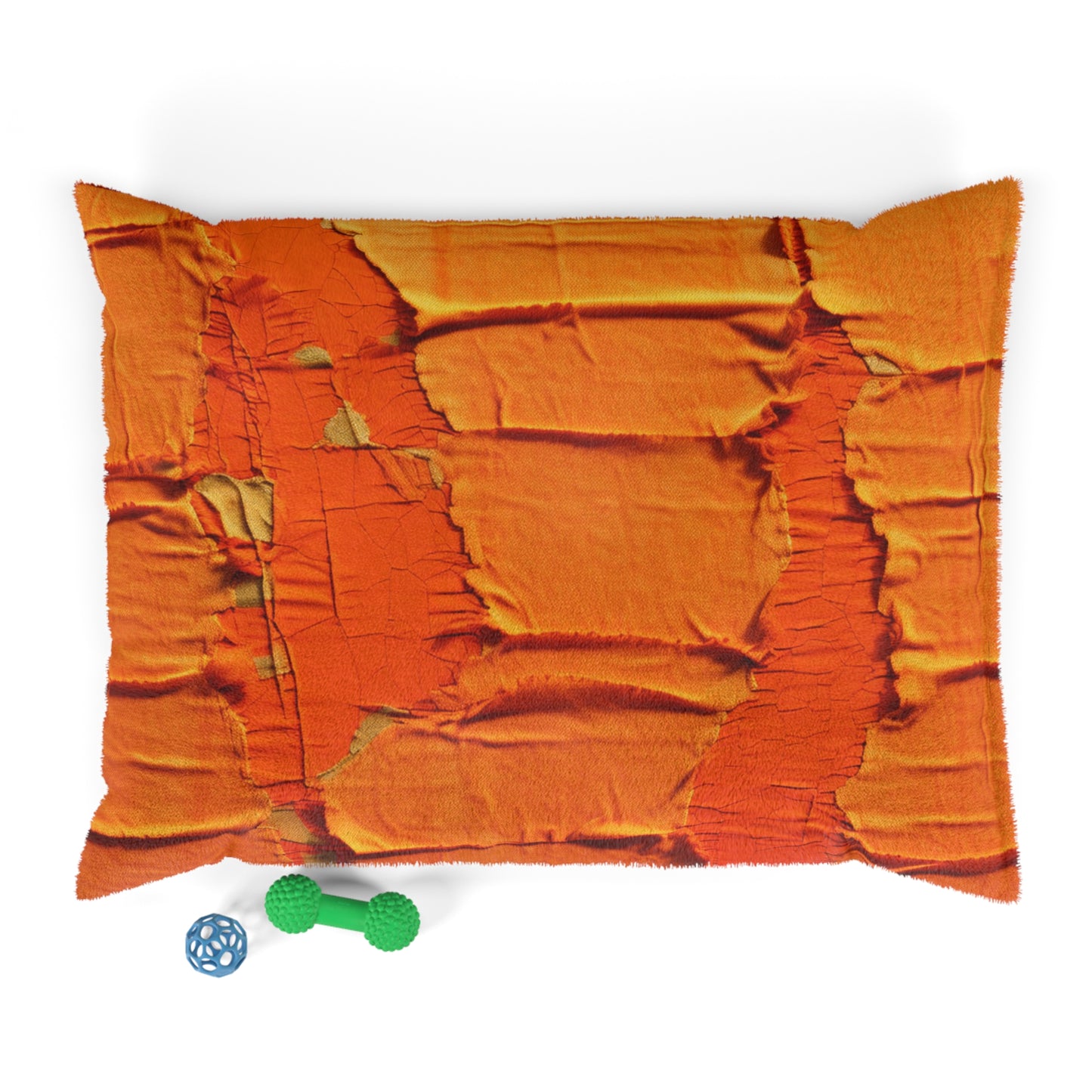 Fiery Citrus Orange: Edgy Distressed, Denim-Inspired Fabric - Dog & Pet Bed