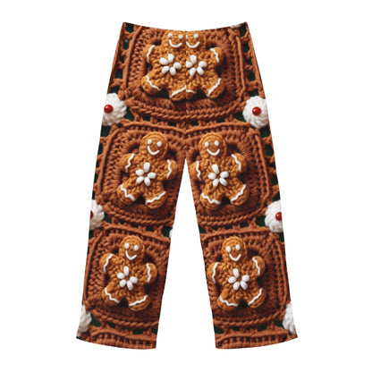 Gingerbread Man Crochet, Classic Christmas Cookie Design, Festive Yuletide Craft. Holiday Decor - Men's Pajama Pants (AOP)