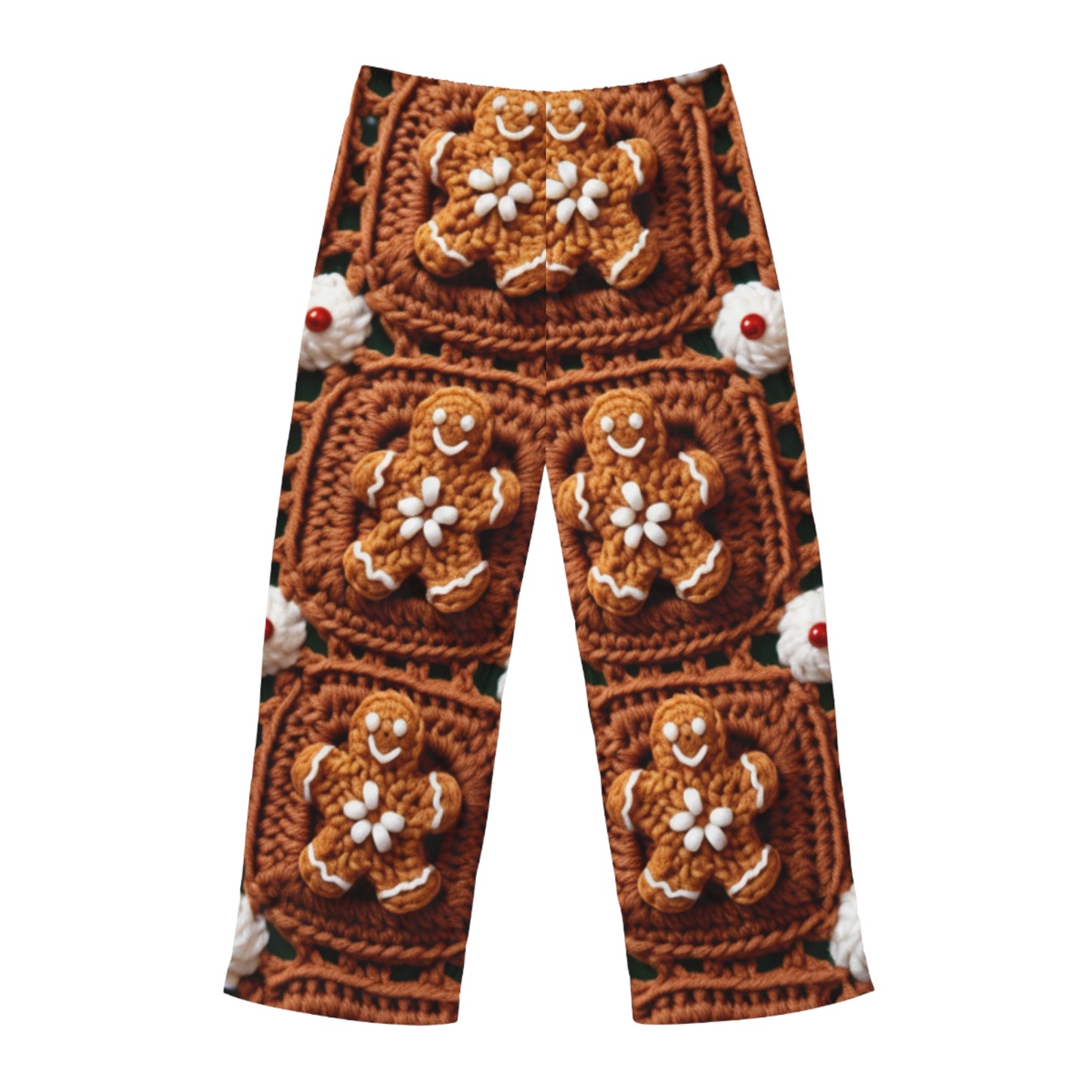 Gingerbread Man Crochet, Classic Christmas Cookie Design, Festive Yuletide Craft. Holiday Decor - Men's Pajama Pants (AOP)