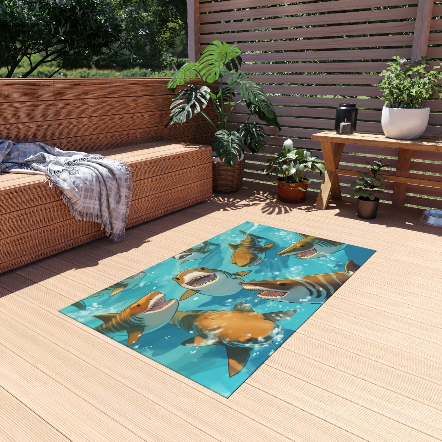 Tiger Shark: Ocean Marine Wildlife - Underwater - Outdoor Rug