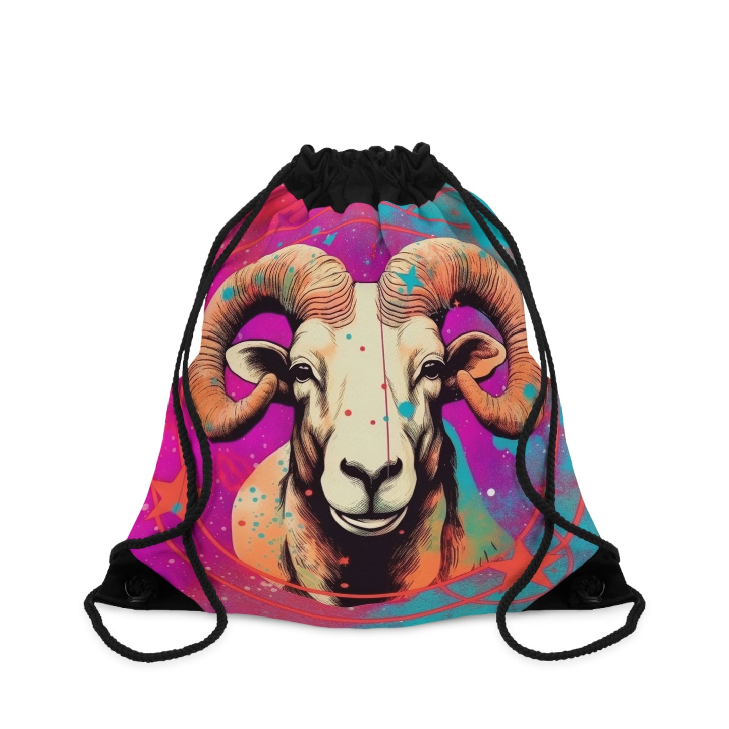 Constelación de Aries del arte pop - Símbolo vibrante del carnero del zodíaco - Mochila saco