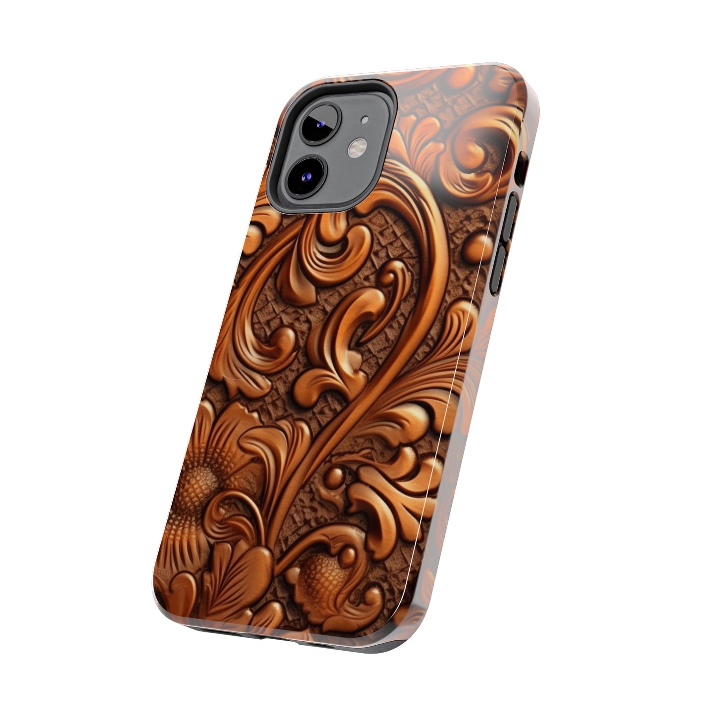 Leather Flower Cognac Classic Brown Timeless American Cowboy Design - Tough Phone Cases