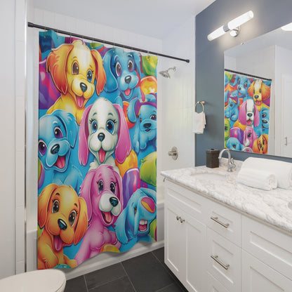 Diseño Happy Puppy &amp; Dog - Vivo y llamativo - Cortinas de ducha