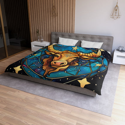 Taurus Constellation Zodiac Sign Astrology Cosmic Art - Microfiber Duvet Cover