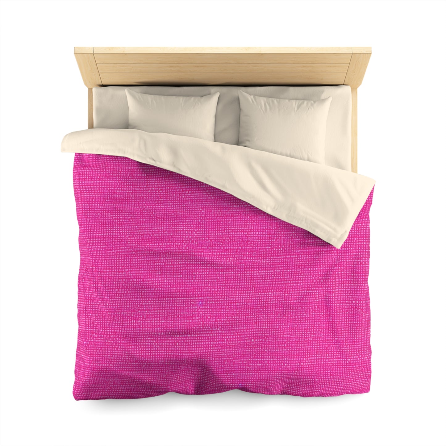 Hot Neon Pink Doll Like: Denim-Inspired, Bold & Bright Fabric - Microfiber Duvet Cover