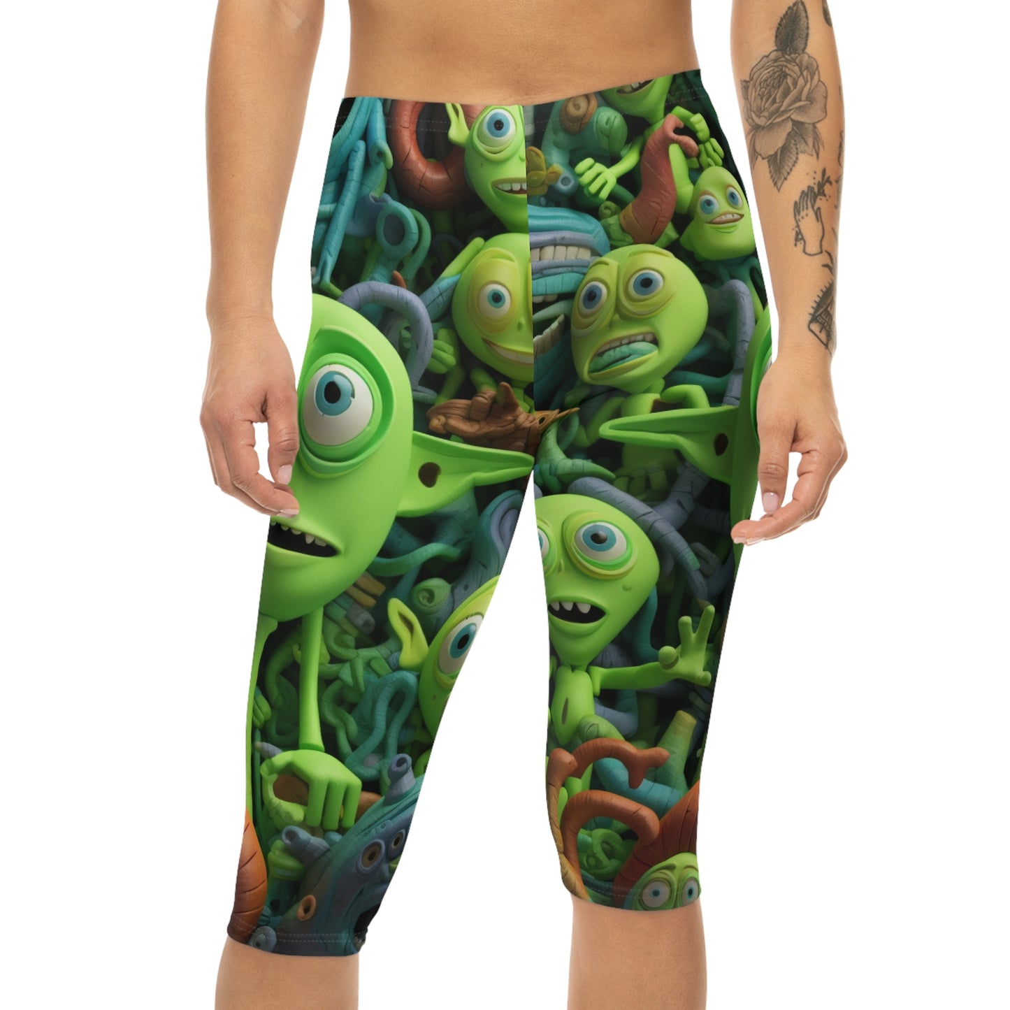 Toy Alien Story Space Character Galactic UFO Anime Cartoon - Women’s Capri Leggings (AOP)