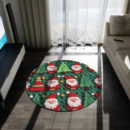 Santa Claus Crochet Pattern, Christmas Design, Festive Holiday Decor, Father Christmas Motif. Perfect for Yuletide Celebration - Round Rug