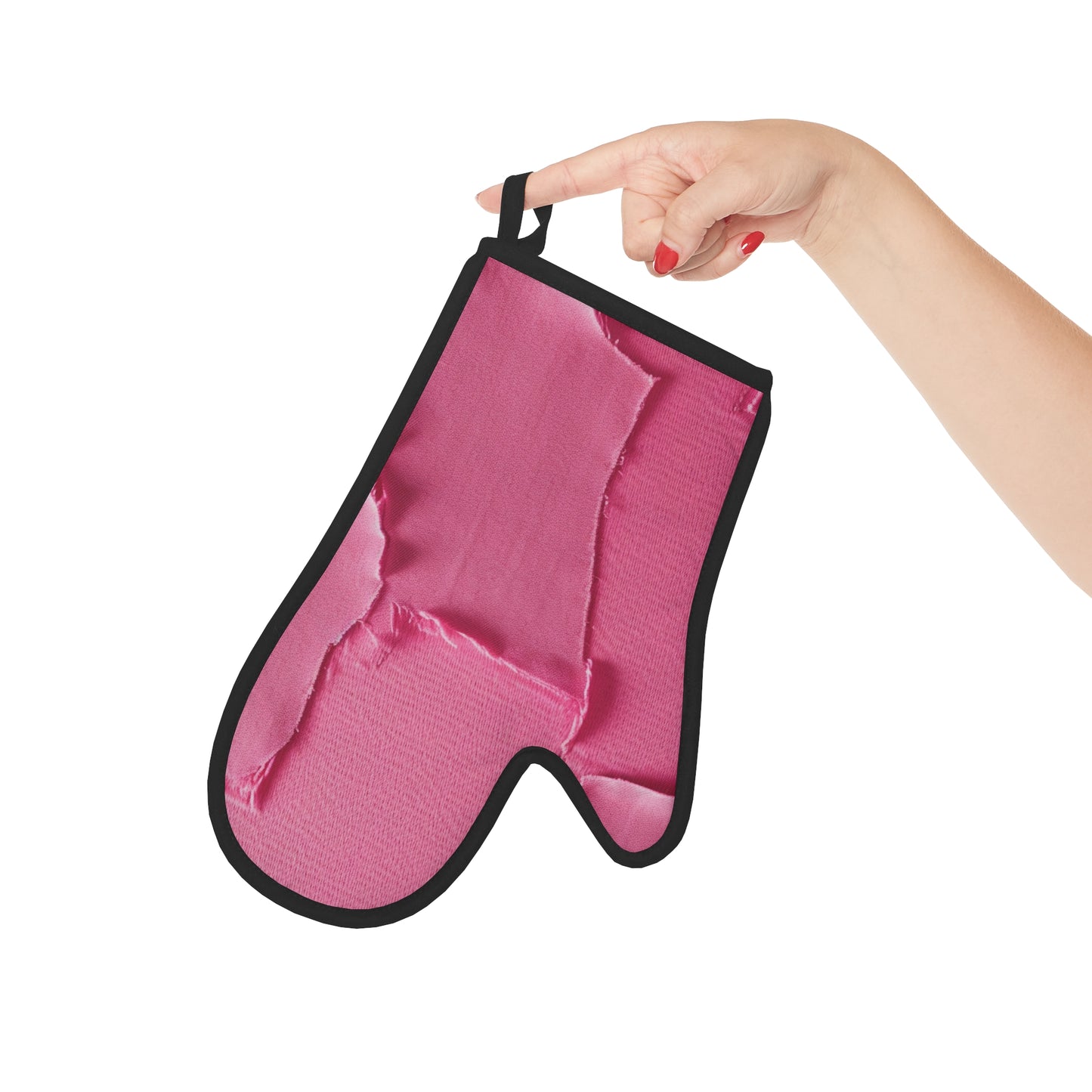 Distressed Neon Pink: Edgy, Ripped Denim-Inspired Doll Fabric - Oven Glove