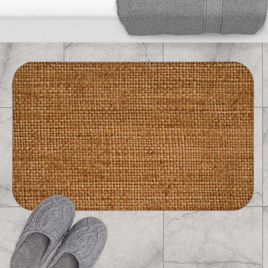 Brown Light Chocolate: Denim-Inspired Elegant Fabric - Bath Mat