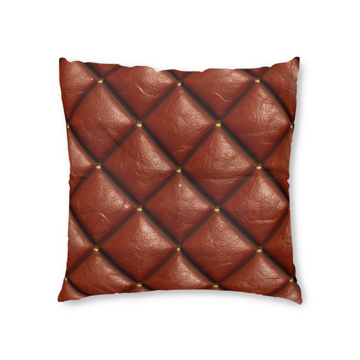 Brown Leather Cognac Pattern Rugged Durable Design Style - Tufted Floor Pillow, Square