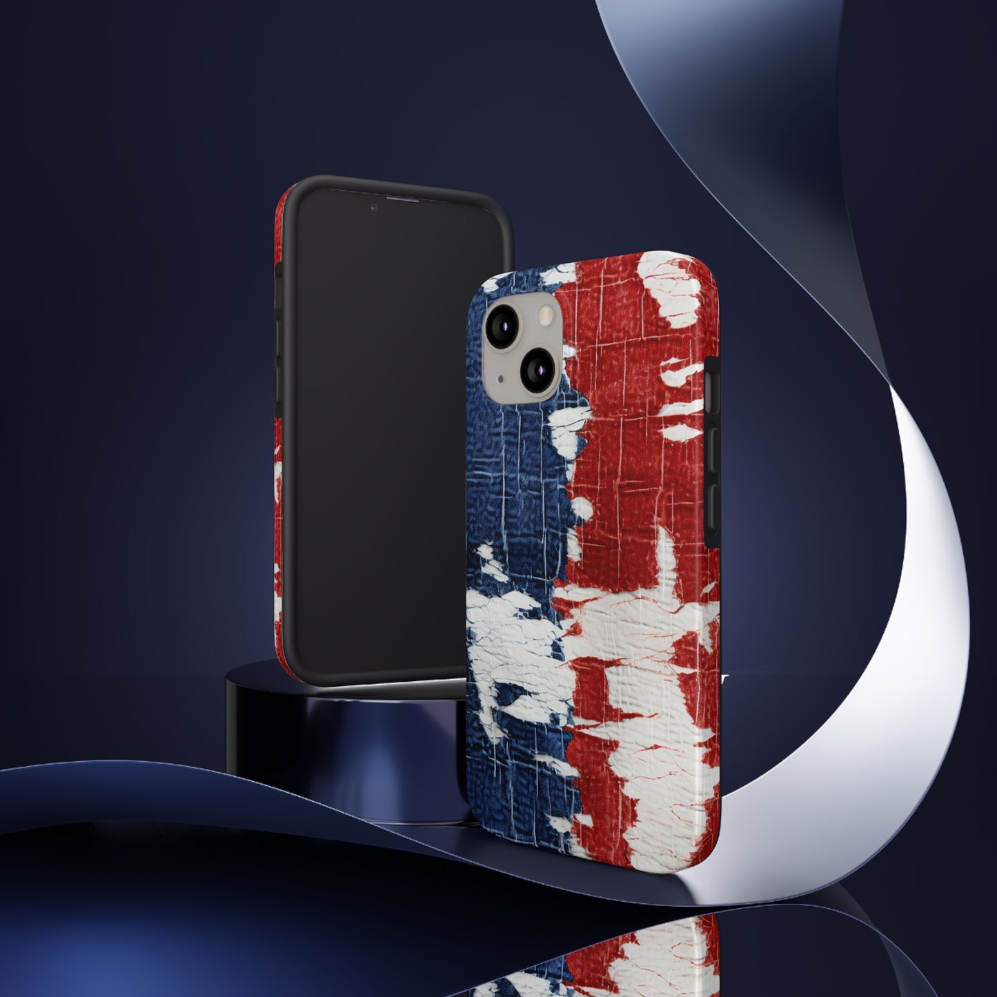 Patriotic Red, White & Blue: Distressed Denim-Style, Torn Fabric - Tough Phone Cases