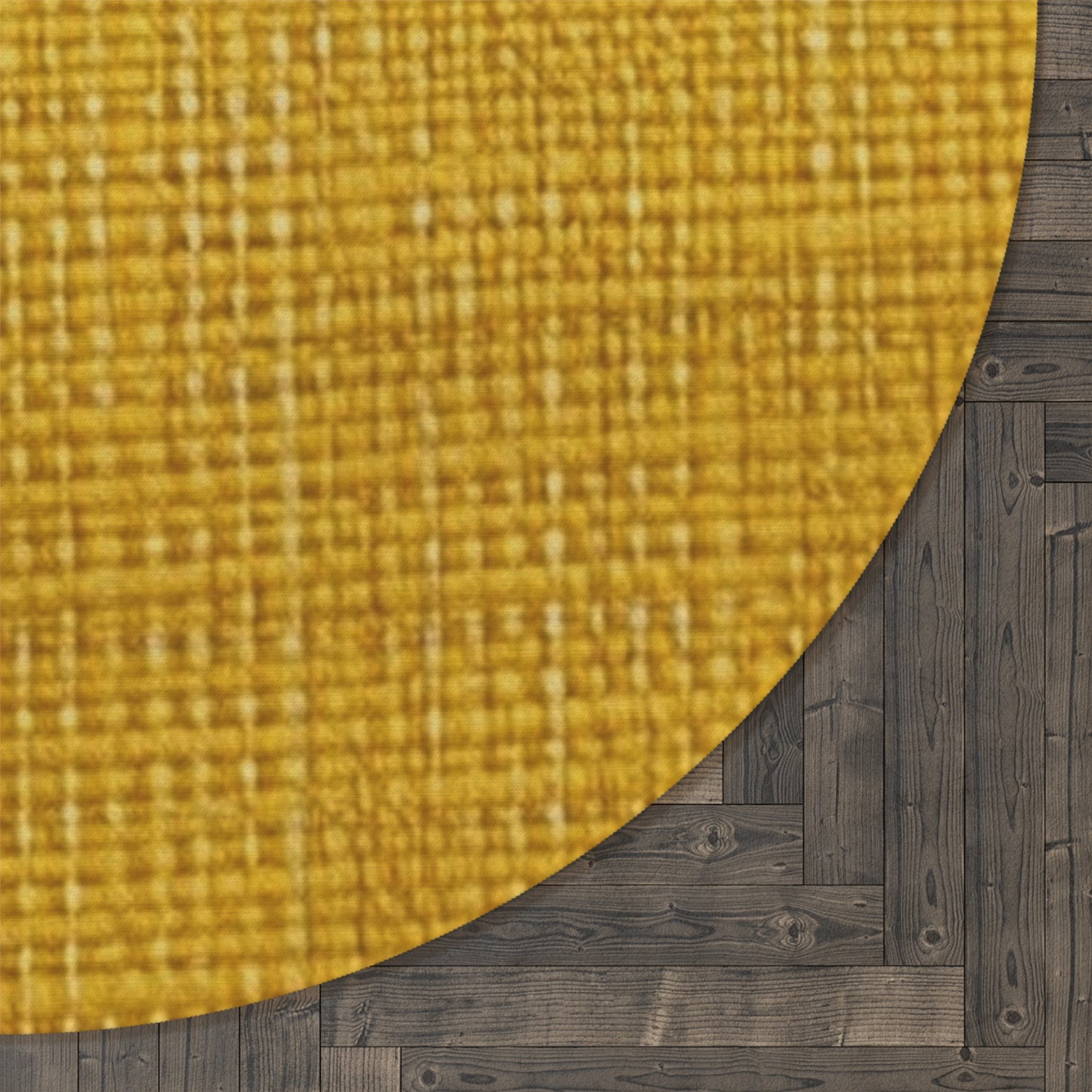 Radiant Sunny Yellow: Denim-Inspired Summer Fabric - Round Rug