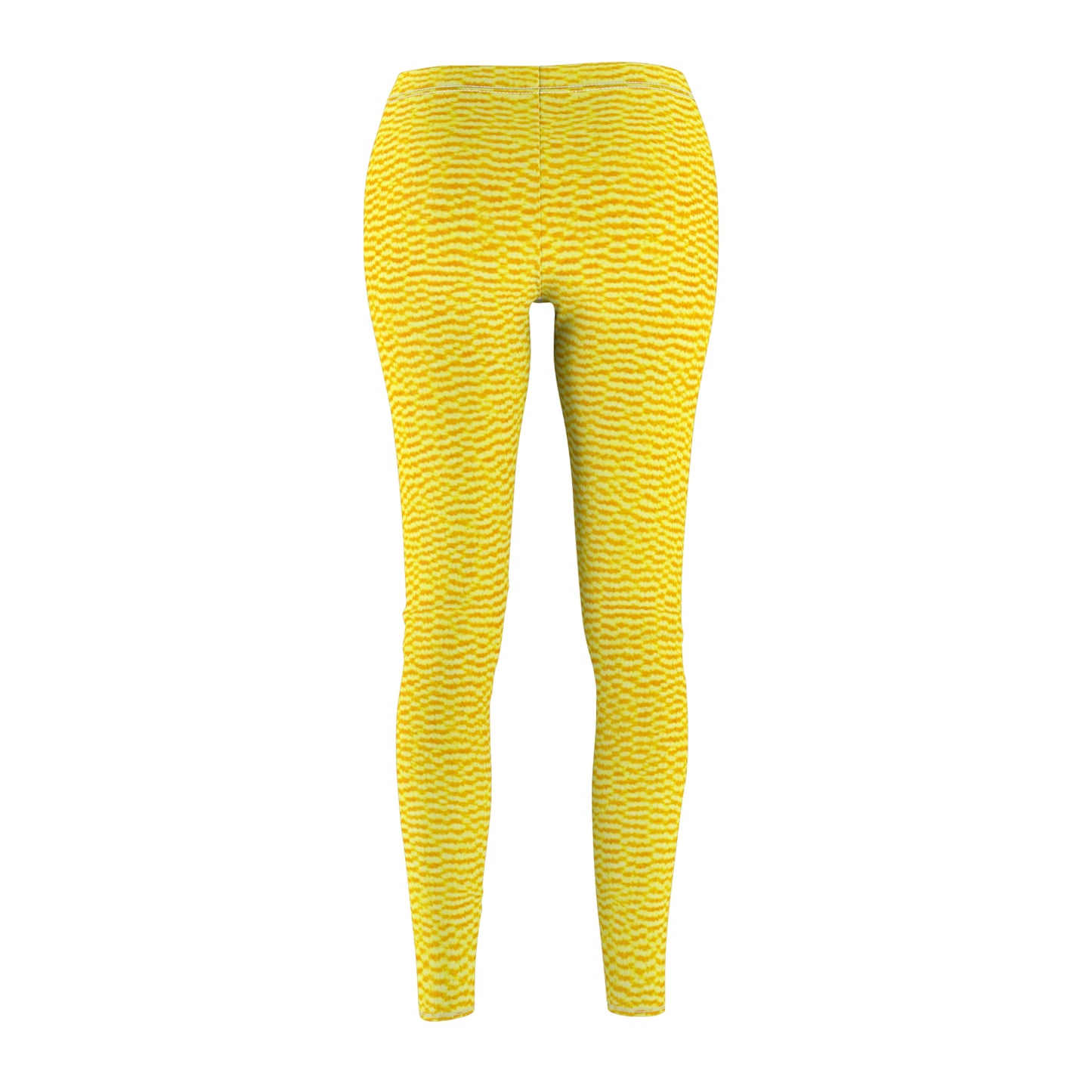 Sunshine Yellow Lemon: Denim-Inspired, Cheerful Fabric - Women's Cut & Sew Casual Leggings (AOP)