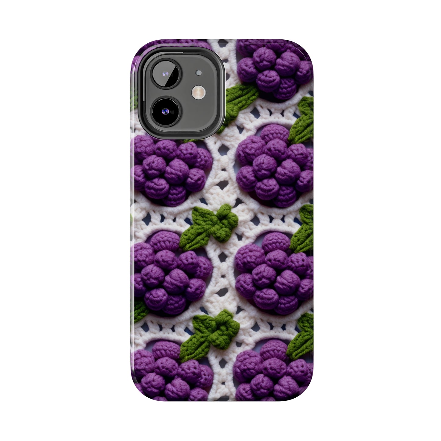 Crochet Grapes Pattern - Granny Square Design - Fresh Fruit Pick - Orchard Purple Snack Food - Tough Phone Cases