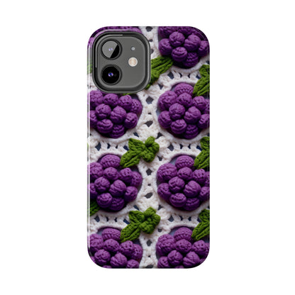 Crochet Grapes Pattern - Granny Square Design - Fresh Fruit Pick - Orchard Purple Snack Food - Tough Phone Cases