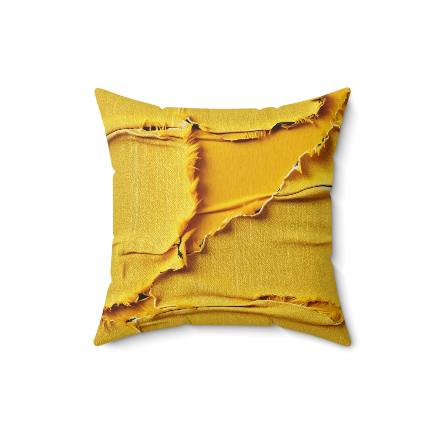 Banana Yellow Lemon: Bold Distressed, Denim-Inspired Fabric - Spun Polyester Square Pillow