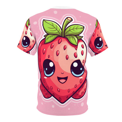 Kawaii Strawberry Adventure - アニメ クラシック 伝統的な日本のフルーツ - オタク アートワーク - ユニセックス カットソー Tシャツ (AOP) 