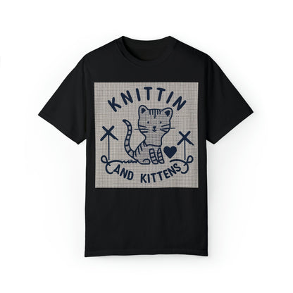 Knittin with Kittens: Cat Lover's Knitting Joy - Unisex Garment-Dyed T-shirt