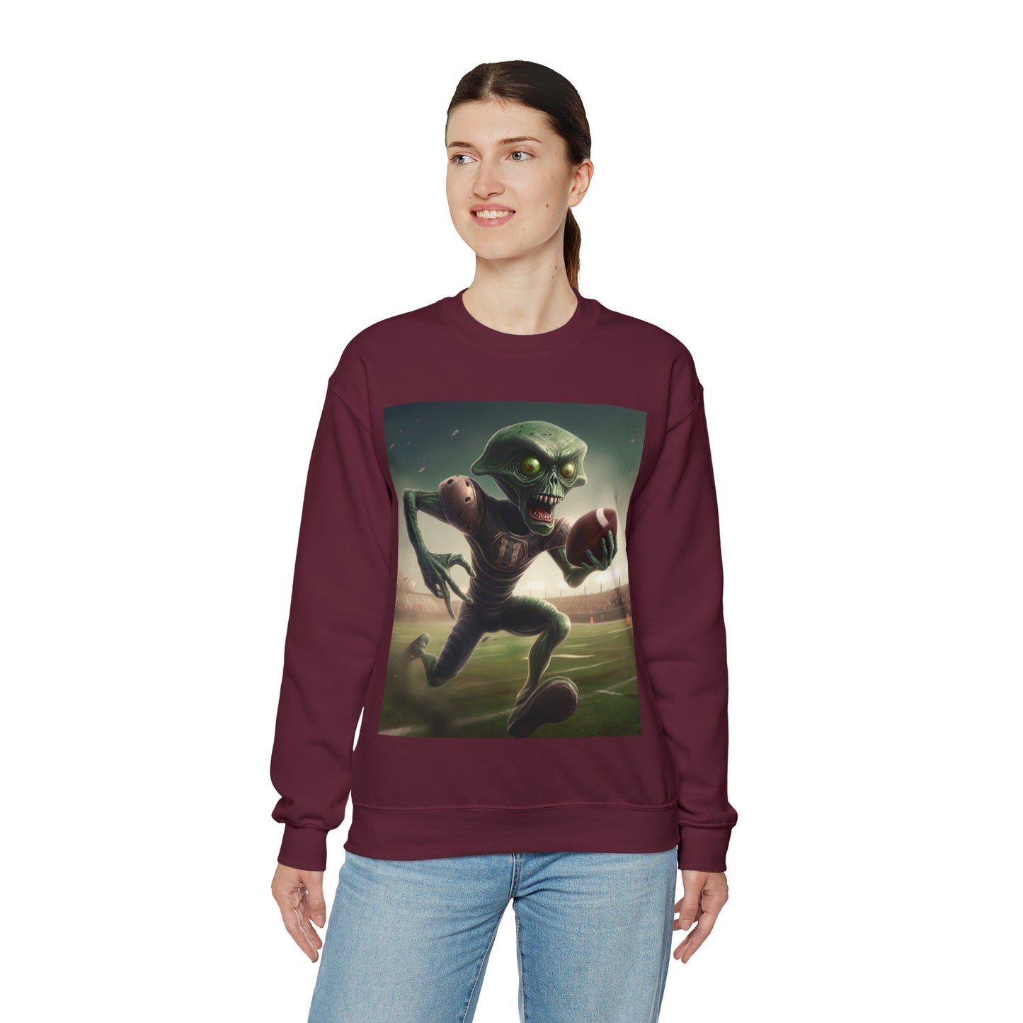 Alien Football Space Sport Game Stadium Athlete Galaxy Player - Unisex Heavy Blend™ Crewneck Sweatshirt