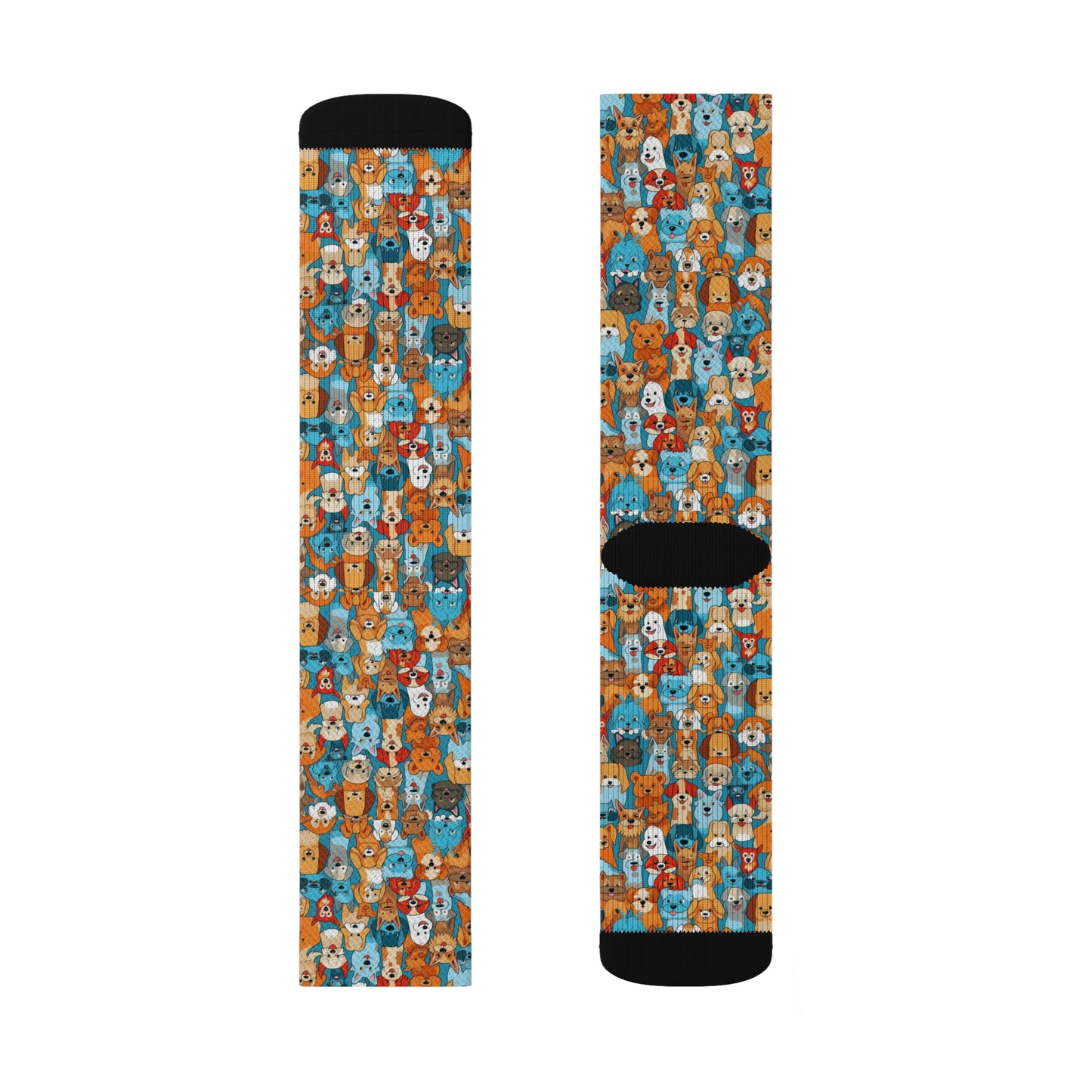 Cute Cartoon Dogs Whimsical Pattern Design Sublimation Socks