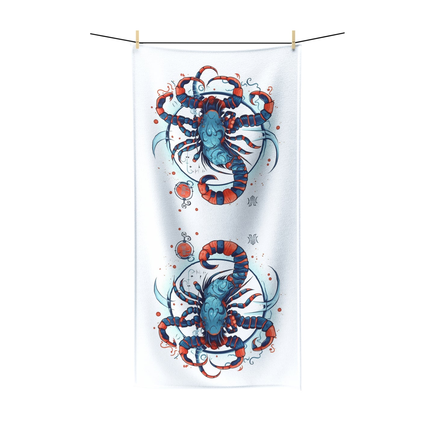 Cute Scorpio Zodiac Sign - Big Claws, Long Tail Cosmic Astrology Symbol - Polycotton Towel