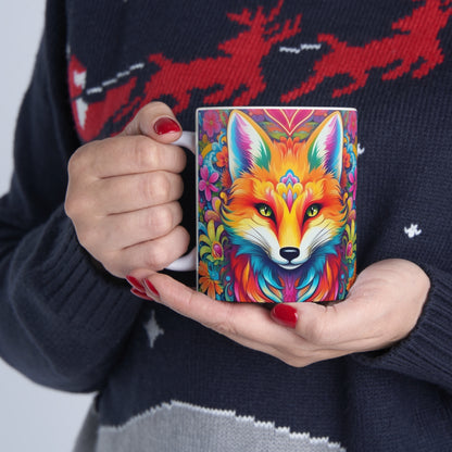 Vibrant & Colorful Fox Design Unique and Eye-Catching Animal - Ceramic Mug 11oz