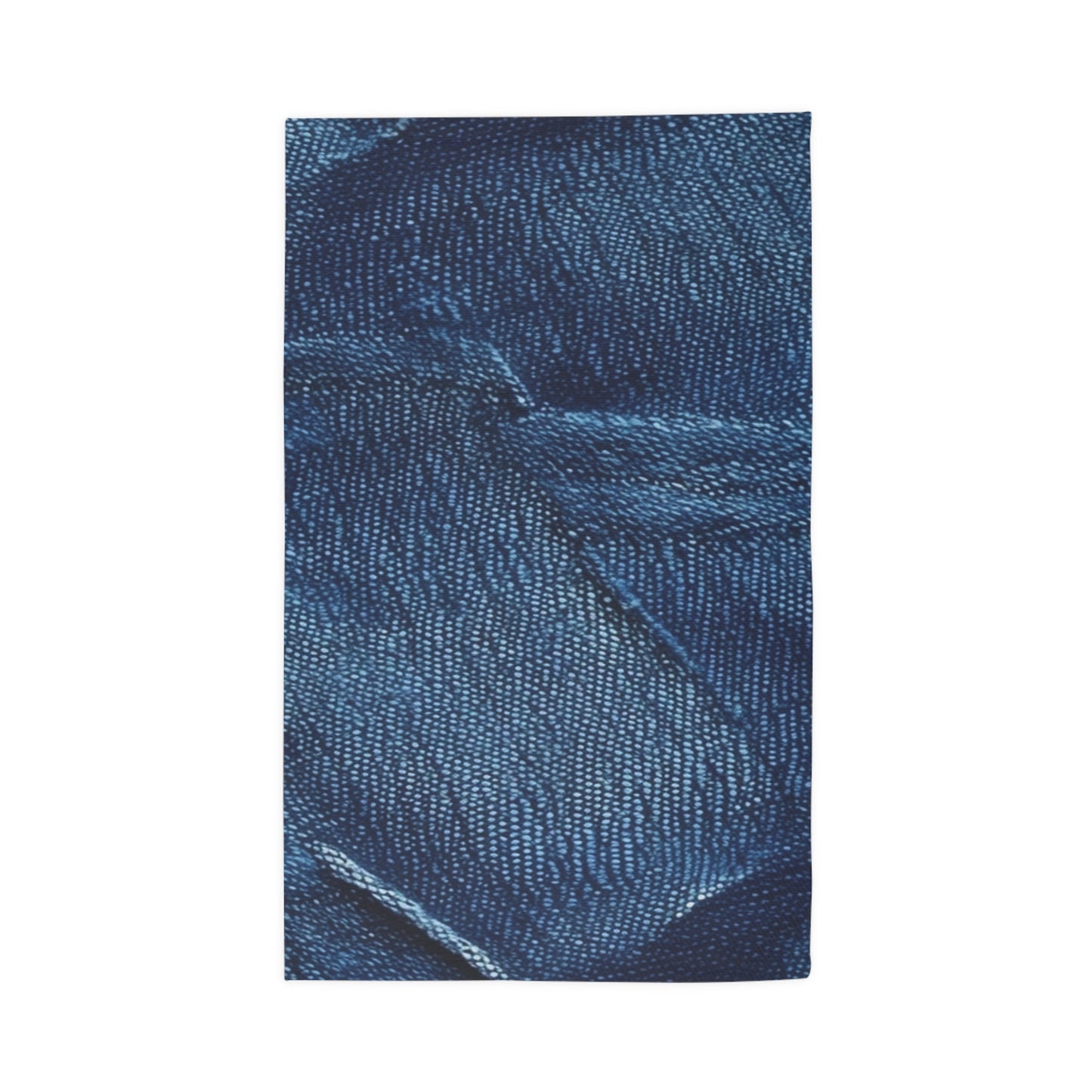 Dark Blue: Distressed Denim-Inspired Fabric Design - Dobby Rug