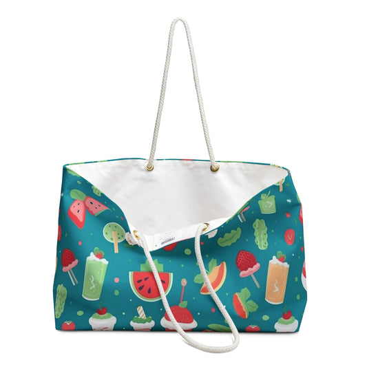 Quirky Summer Food Watermelon Ice Cream Cocktail Pattern Weekender Bag