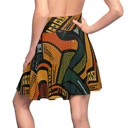 1960-1970s Style African Ornament Textile - Bold, Intricate Pattern - Women's Skater Skirt (AOP)