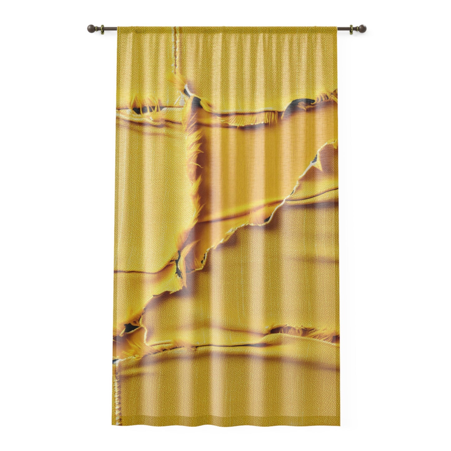 Banana Yellow Lemon: Bold Distressed, Denim-Inspired Fabric - Window Curtain