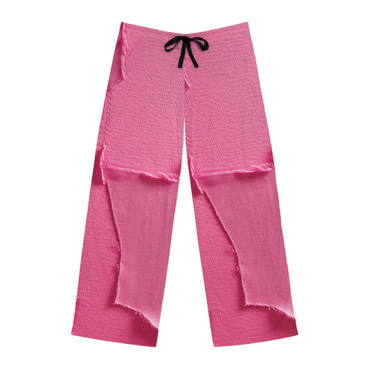 Distressed Neon Pink: Edgy, Ripped Denim-Inspired Doll Fabric - Men's Pajama Pants (AOP)