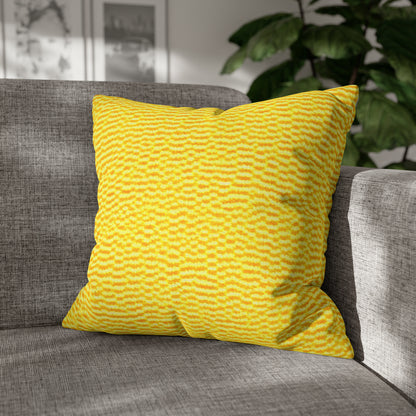 Sunshine Yellow Lemon: tela alegre e inspirada en la mezclilla - Funda de almohada cuadrada de poliéster hilado 