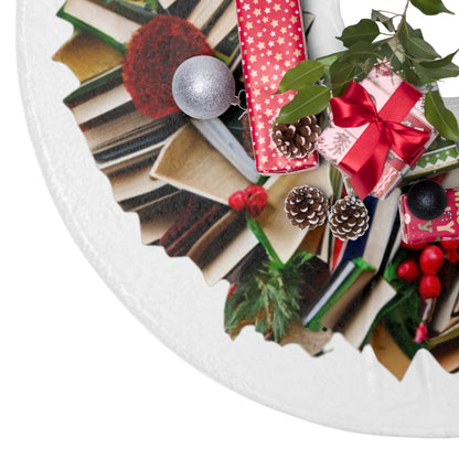 Holiday Book Wreath: Festive Literary Book Lover & Christmas Pinecone Arrangement - Christmas Tree Skirts